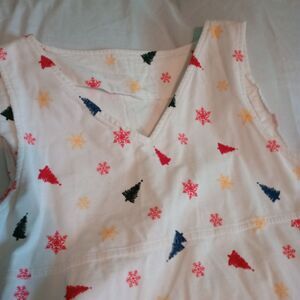 Women's Corduroy Maxi Art To Wear Jumper. White, Christmas Trees Pockets *Read*